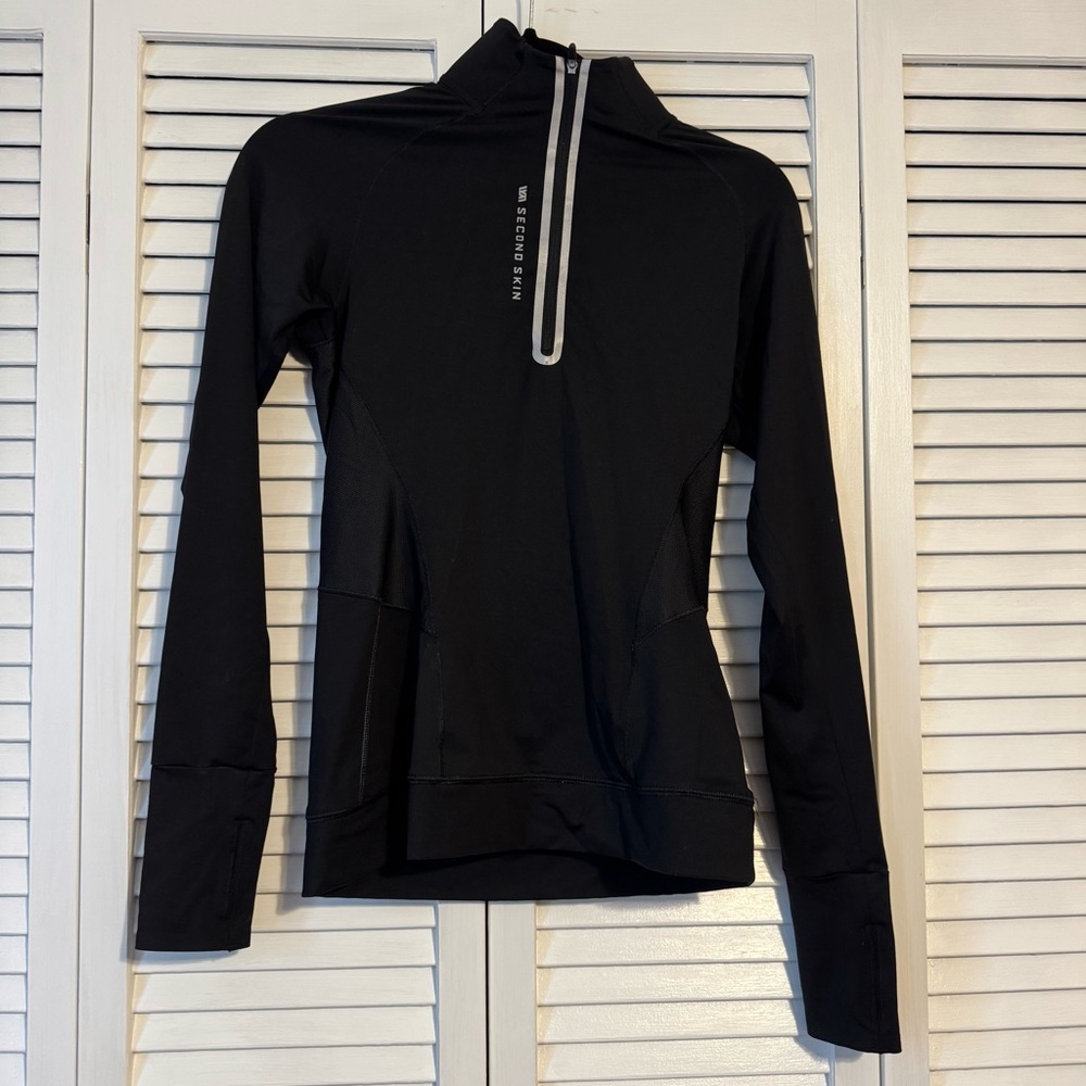 Second Skin Small Compression Zip-Neck Athletic Top Black